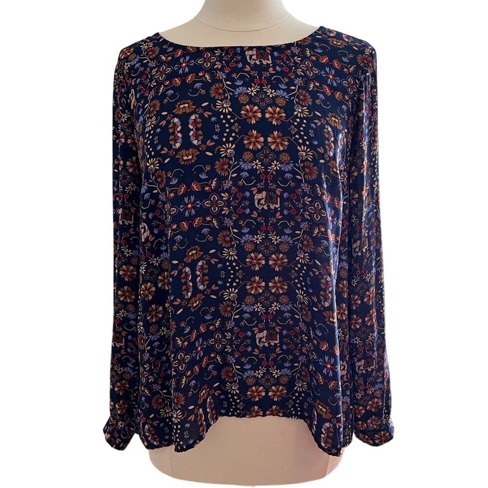 FOREVER 21 Boho Floral Elephant Blouse Sz Medium